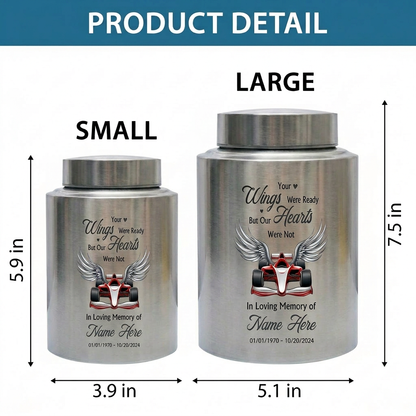 Personalized Victory Racing Urns for Human Ashes Your Wings Were Ready But Our Hearts Were Not Bereavement Sympathy Present Small Large Memorial Keepsake Urn, Memorial Gift, In Loving Memory - Image 6