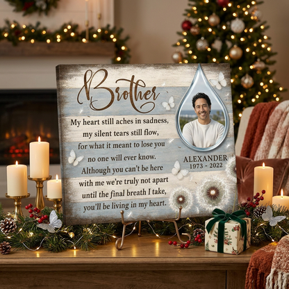 Personalized Brother Memorial Wall Canvas, Loss of Brother Remembrance Gift, Brother in Heaven - Image 6