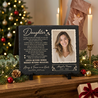 Personalized Daughter Memorial Garden Stone – Custom Photo Slate Plaque Gift - Image 6 | VNMGSREPR1-6IN-EHIEU_AI_0446 VNMGSREPR1-8IN-EHIEU_AI_0446