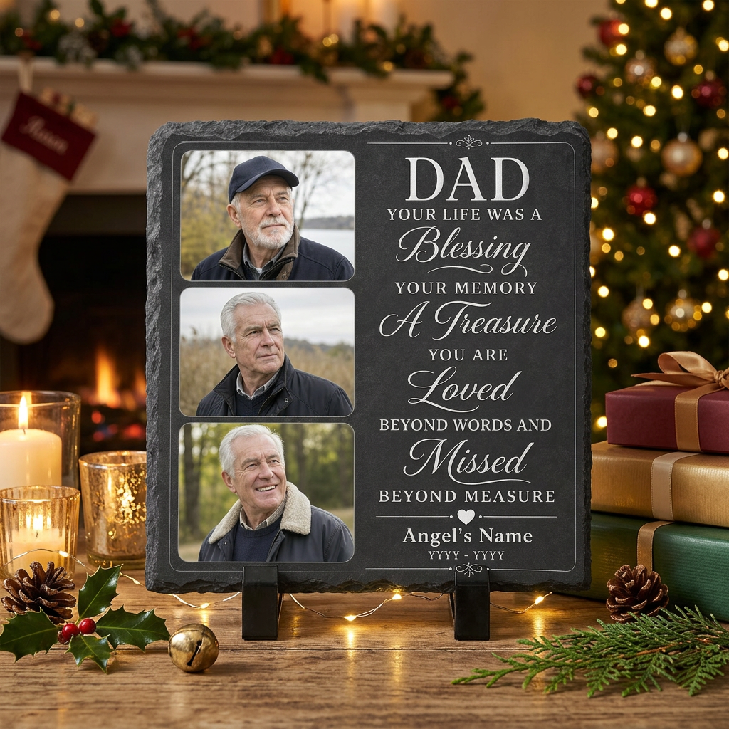 Personalized Dad Memorial Photo Slate Garden Stone, Father Remembrance Gift - Image 6 | VNMGSREPR1-6IN-EHIEU_AI_0433 VNMGSREPR1-8IN-EHIEU_AI_0433