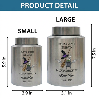 Personalized Witchcraft Lover Memorial UV Printed Stainless Steel Urn for Adult Human Ashes Casting A Spell Wiccan Pagan Bereavement Memorial Keepsake Urn, Memorial Gift, In Loving Memory - Image 6