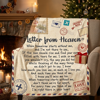 Personalized Memorial Photo Fleece Blanket - Letter From Heaven Sympathy Gift for Family - Image 6