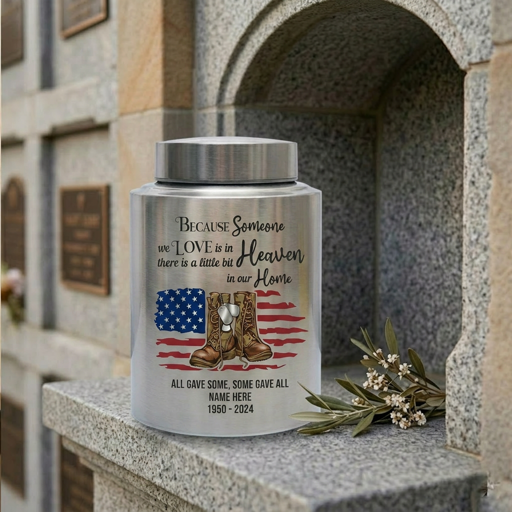 Personalized Veteran Military US Army Stainless Steel Large Urn Soldier Remembrance Tribute Home Decor Display Silver Black Gold Red Memorial Keepsake Urn, Memorial Gift, In Loving Memory - Image 7
