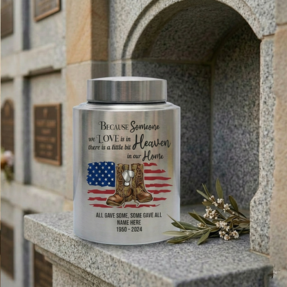 Personalized Veteran Military US Army Stainless Steel Large Urn Soldier Remembrance Tribute Home Decor Display Silver Black Gold Red Memorial Keepsake Urn, Memorial Gift, In Loving Memory - Image 7