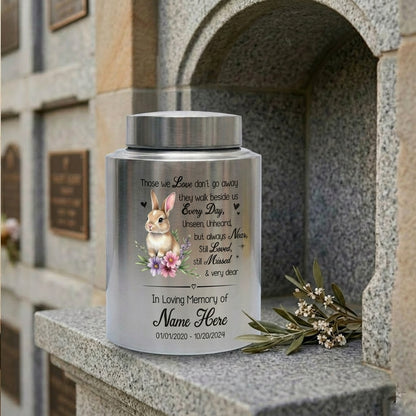 Personalized Angel Wings Rabbit Baby Loss Infant Stainless Steel UV Printed Those We Love Don't Go Away Quote Boy Girl Grief Support 2 Sizes Memorial Keepsake Urn, Memorial Gift, In Loving Memory - Image 7