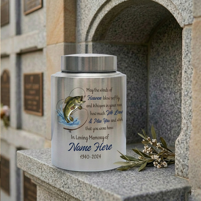 Personalized Bass Fishing Stainless Steel Cremation Urns For Human Ashes Fisherman Funeral Tribute Bereavement Resting Place Small Large Size Memorial Keepsake Urn, Memorial Gift, In Loving Memory - Image 7
