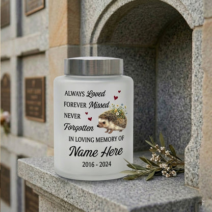 Personalized Hedgehog Floral Silhouette Stainless Steel Pet Urns for Ashes, Dog Cat Loss Sympathy Remembrance Gifts for Animal Lovers, Memorial Keepsake Urn, Memorial Gift, In Loving Memory - Image 7