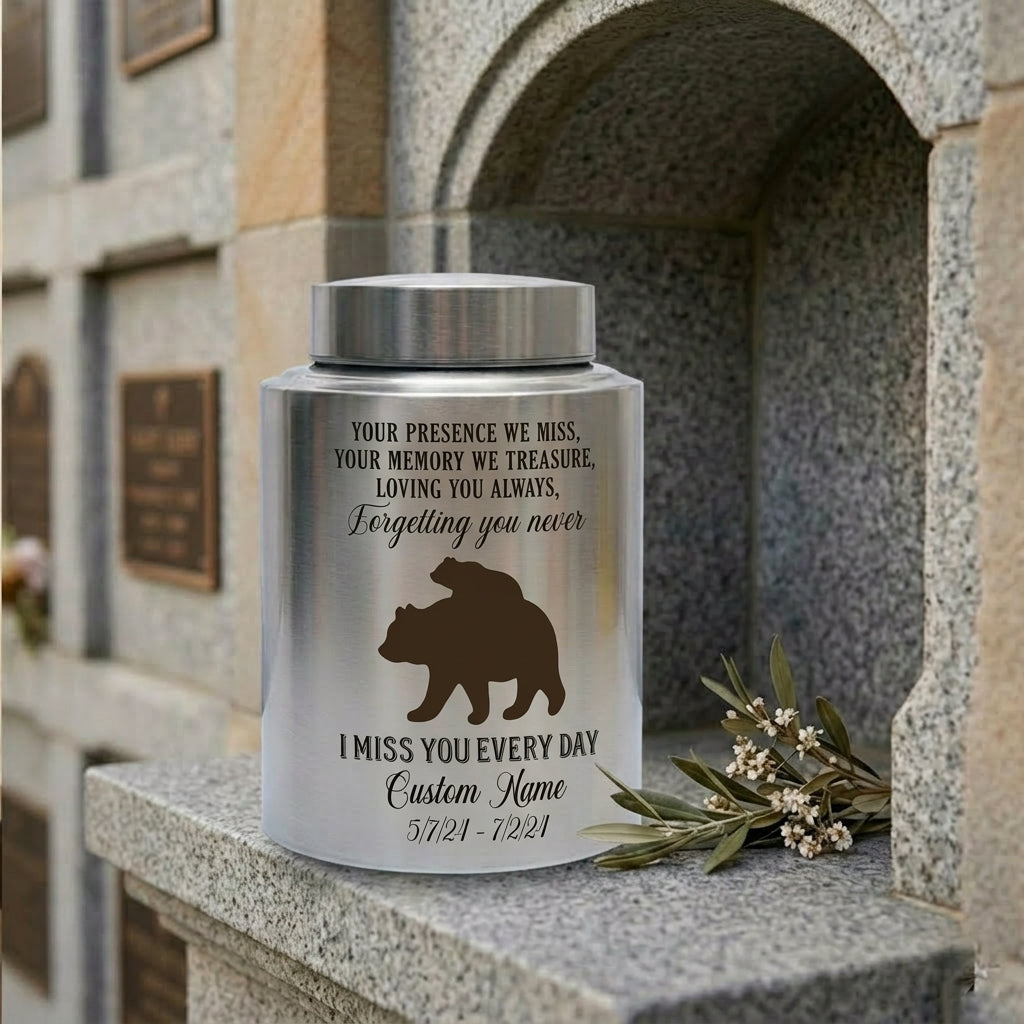 Personalized Baby Bear Stainless Steel Urns for Human Ashes, Custom Infant Child Boy Girl Loss Remembrance Vessel, UV Printed Ash Holder, Memorial Keepsake Urn, Memorial Gift, In Loving Memory - Image 7