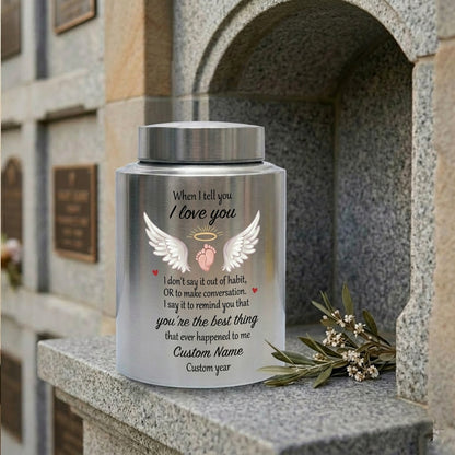 Personalized Angel Wings Stainless Steel Large Urn When I Tell You I Love You Quote for Spouse Child Baby Boy Girl Partner Tribute Memorial Keepsake Urn, Memorial Gift, In Loving Memory - Image 7