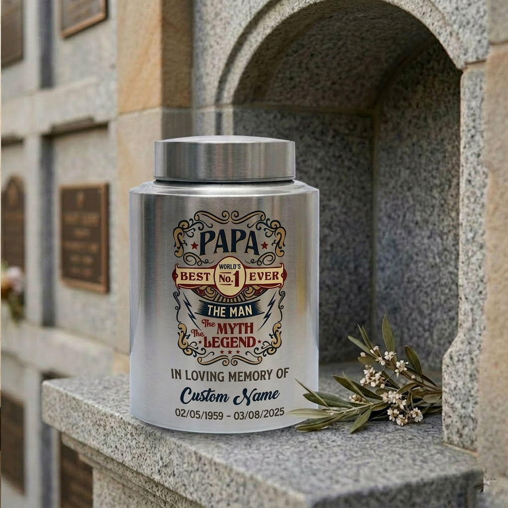 Personalized Best Papa Ever The Man Myth Legend Stainless Steel Cremation Ash Holder For Father Grandfather Bereavement Tribute Large Memorial Keepsake Urn, Memorial Gift, In Loving Memory - Image 7
