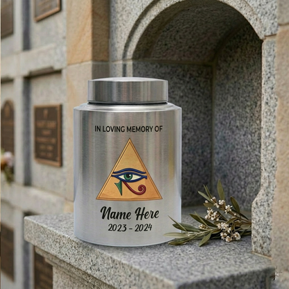 Personalized Eye of Horus Hamsa Hand Evil Eye Large Stainless Steel Cremation Urn for Human Ashes Spiritual Tribute 2 Sizes Memorial Keepsake Urn, Memorial Gift, In Loving Memory - Image 7
