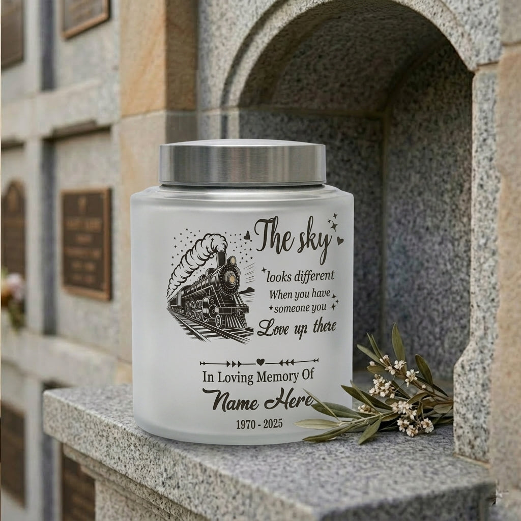 Personalized Train Driver Stainless Steel Urn The Sky Looks Different Poem For Railroad Engineer Grandfather Father Custom Name Metal Memorial Keepsake Urn, Memorial Gift, In Loving Memory - Image 7