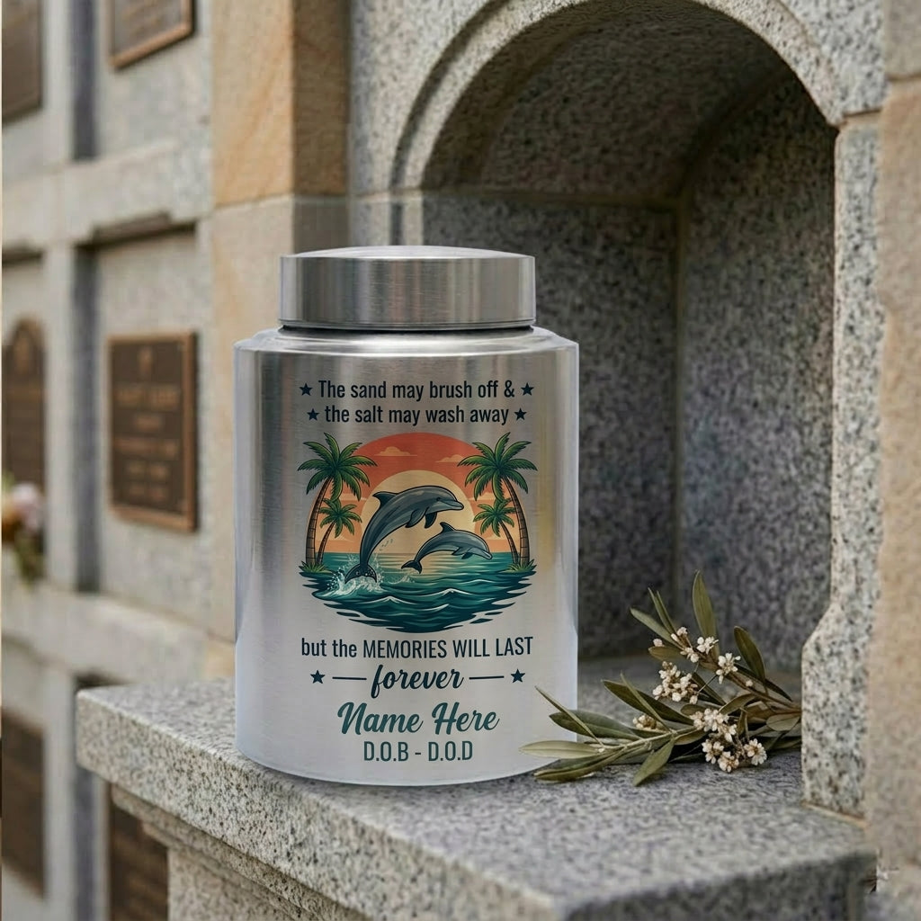 Personalized Dolphin Stainless Steel Cremation Urn for Human Ashes, Beach Ocean Lover Forever Tribute, Silver Black Gold Red Adult Mom Dad, Memorial Keepsake Urn, Memorial Gift, In Loving Memory - Image 7
