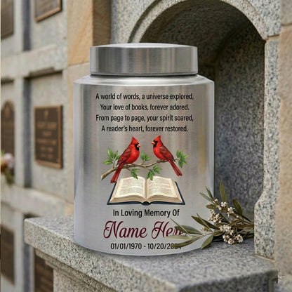 Personalized Book Lover Reading in Heaven Stainless Steel Urn, Adult Female Ashes Bereavement, 2 Sizes Silver Black Gold Red, Memorial Keepsake Urn, Memorial Gift, In Loving Memory - Image 7