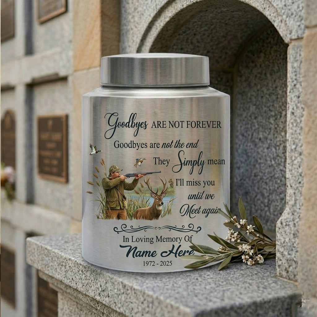Personalized Deer Hunting Stainless Steel Urn for Human Ashes, Hunter Tribute Bereavement Receptacle Custom Name Date, UV Print Container, Memorial Keepsake Urn, Memorial Gift, In Loving Memory - Image 7