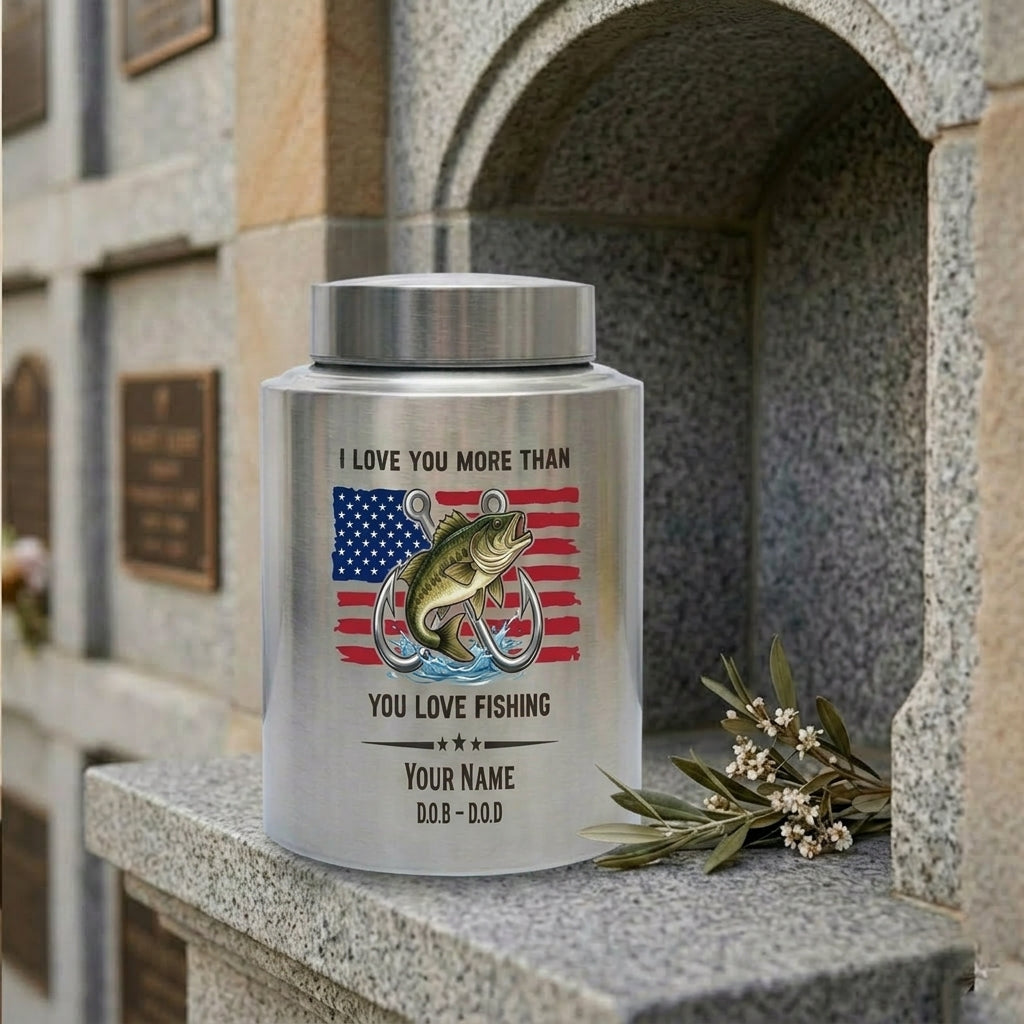 Personalized Bass Fishing Cremation Urn for Human Ashes Stainless Steel Fisherman Dad Grandpa Husband Funeral Remembrance Large Adult Size Memorial Keepsake Urn, Memorial Gift, In Loving Memory - Image 7
