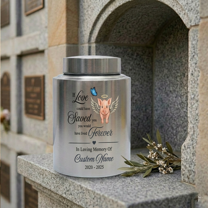 Personalized Pig Cremation Urn for Human Ashes Stainless Steel Custom Name Date If Love Could Have Saved You Sympathy UV Print Large Memorial Keepsake Urn, Memorial Gift, In Loving Memory - Image 7
