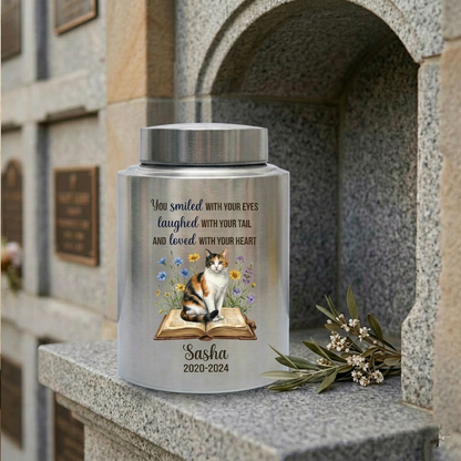 Personalized Pet Dog Cat Loss Stainless Steel Decorative Urn for Ashes Smiled With Your Eyes Quote Large Small Bereavement Memorial Keepsake Urn, Memorial Gift, In Loving Memory - Image 7