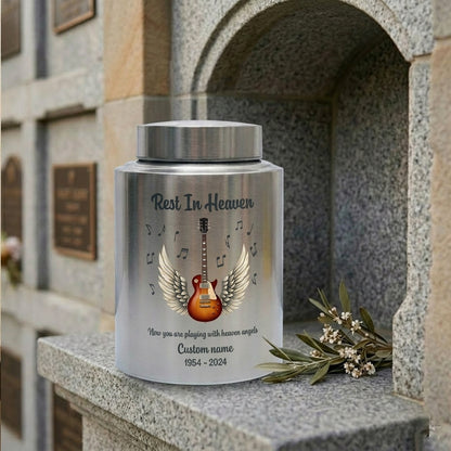 Personalized Guitar Music Lovers Stainless Steel Funeral Cremation Vault For Musician Guitarist Adult Male Female Remains Small And Large Sizes Memorial Keepsake Urn, Memorial Gift, In Loving Memory - Image 7