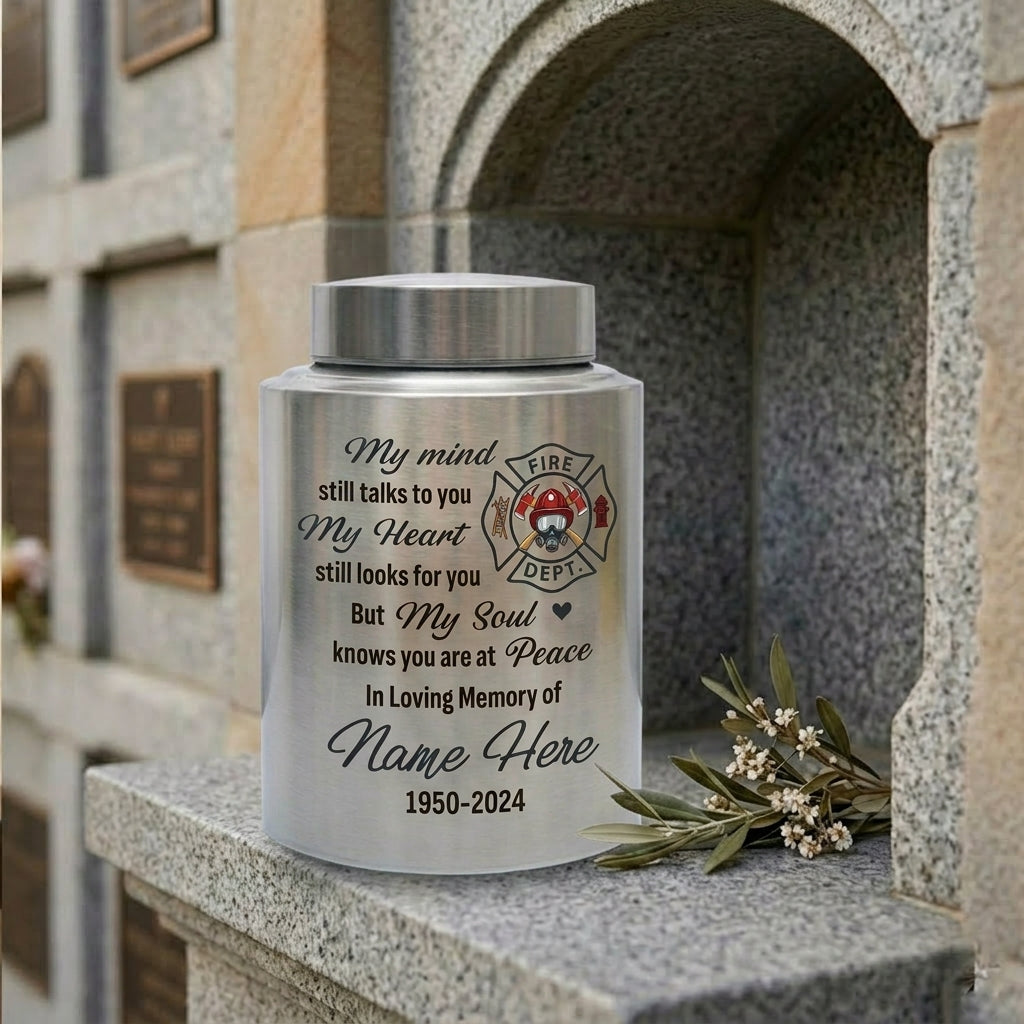 Personalized Firefighter Fireman UV Printed Stainless Steel Urns for Human Ashes Adult Custom Name Date First Responder Sympathy Tribute Memorial Keepsake Urn, Memorial Gift, In Loving Memory - Image 7