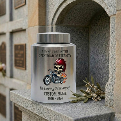 Personalized Motorcycle Stainless Steel Urns for Human Ashes Dad Husband Men Riding Free Biker Tribute UV Printed Large Small Sizes Memorial Keepsake Urn, Memorial Gift, In Loving Memory - Image 7