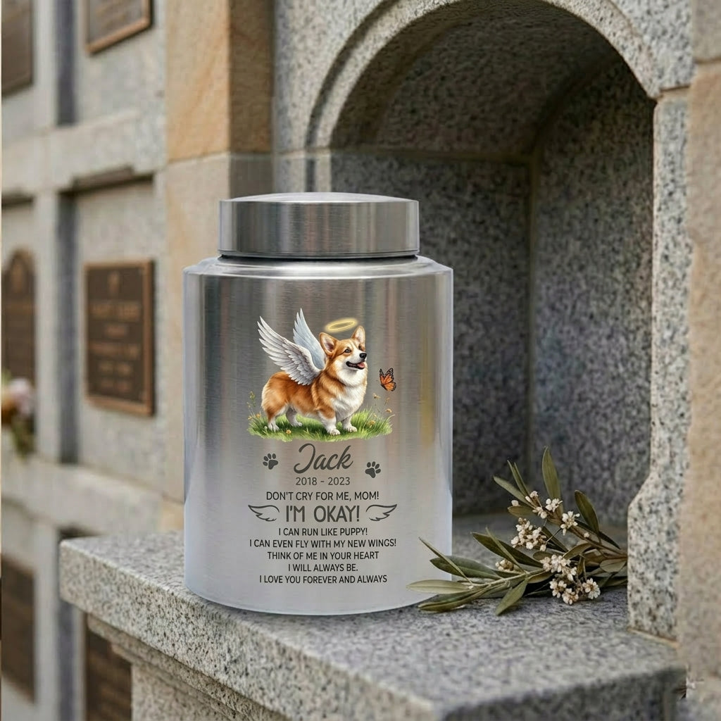 Personalized Winged Dog Silhouette Stainless Steel Pet Memorial Urn for Mom Loss of Dog Sympathy Bereavement Gift Large Capacity Decorative Memorial Keepsake Urn, Memorial Gift, In Loving Memory - Image 7
