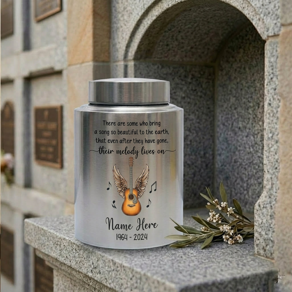 Personalized Music Lovers Guitar Stainless Steel Cremation Urn for Adult Human Ashes, Funeral Burial Decorative UV Printed Small Large, Memorial Keepsake Urn, Memorial Gift, In Loving Memory - Image 7