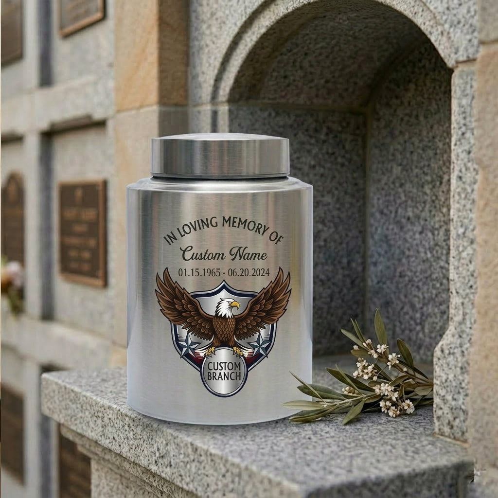 Personalized US Army Veteran Military Branch Stainless Steel Urn, Custom Soldier Tribute for Father Grandpa, 7.5x5.1 or 5.9x3.9, Memorial Keepsake Urn, Memorial Gift, In Loving Memory - Image 7