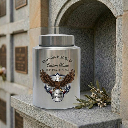 Personalized US Army Veteran Military Branch Stainless Steel Urn, Custom Soldier Tribute for Father Grandpa, 7.5x5.1 or 5.9x3.9, Memorial Keepsake Urn, Memorial Gift, In Loving Memory - Image 7