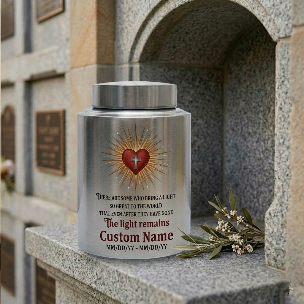 Personalized Christian Heart and Jesus Cross Stainless Steel UV Printed Funeral Urn For Adult Human Ashes Silver Black Gold Red Memorial Keepsake Urn, Memorial Gift, In Loving Memory - Image 7