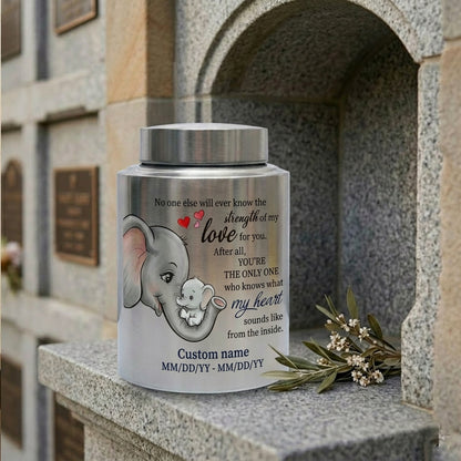 Personalized Baby Elephant Stainless Steel Cremation Urn for Infant Child Boy Girl, Mother to Child Pregnancy Loss Miscarriage Remembrance Memorial Keepsake Urn, Memorial Gift, In Loving Memory - Image 7
