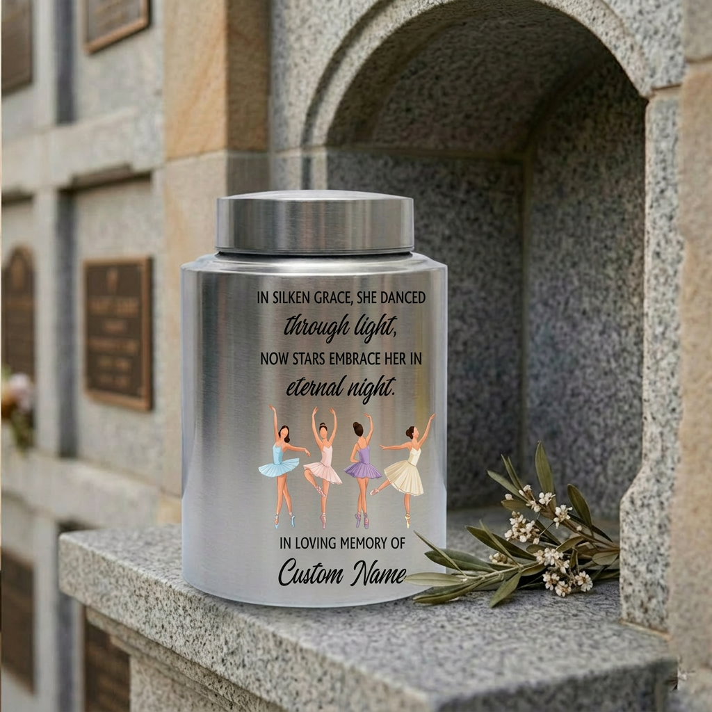 Personalized Ballet Ballerina Custom UV Printed Stainless Steel Female Dancer Loss Tribute Cremation Ashes Display 2 Sizes Small Large Memorial Keepsake Urn, Memorial Gift, In Loving Memory - Image 7