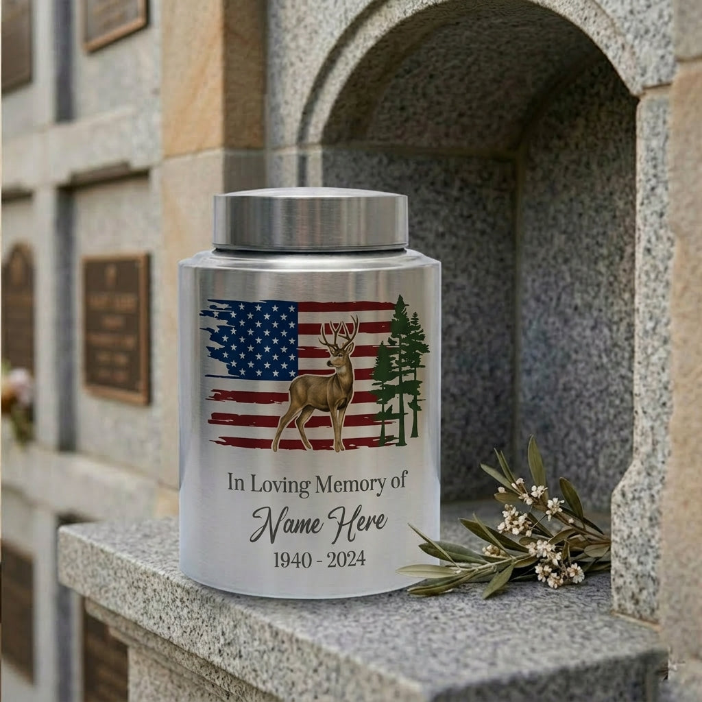 Personalized Deer Hunting Large Cremation Urn for Human Ashes, Custom Outdoorsman Hunter Tribute, Dad Grandpa Bereavement Ash Container, Memorial Keepsake Urn, Memorial Gift, In Loving Memory - Image 7