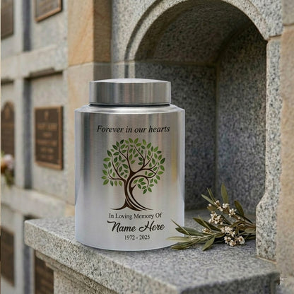 Personalized Tree of Life Stainless Steel Cremation Urn for Human Ashes Loss of Mother Father Remembrance Container Silver Black Gold Red Memorial Keepsake Urn, Memorial Gift, In Loving Memory - Image 7