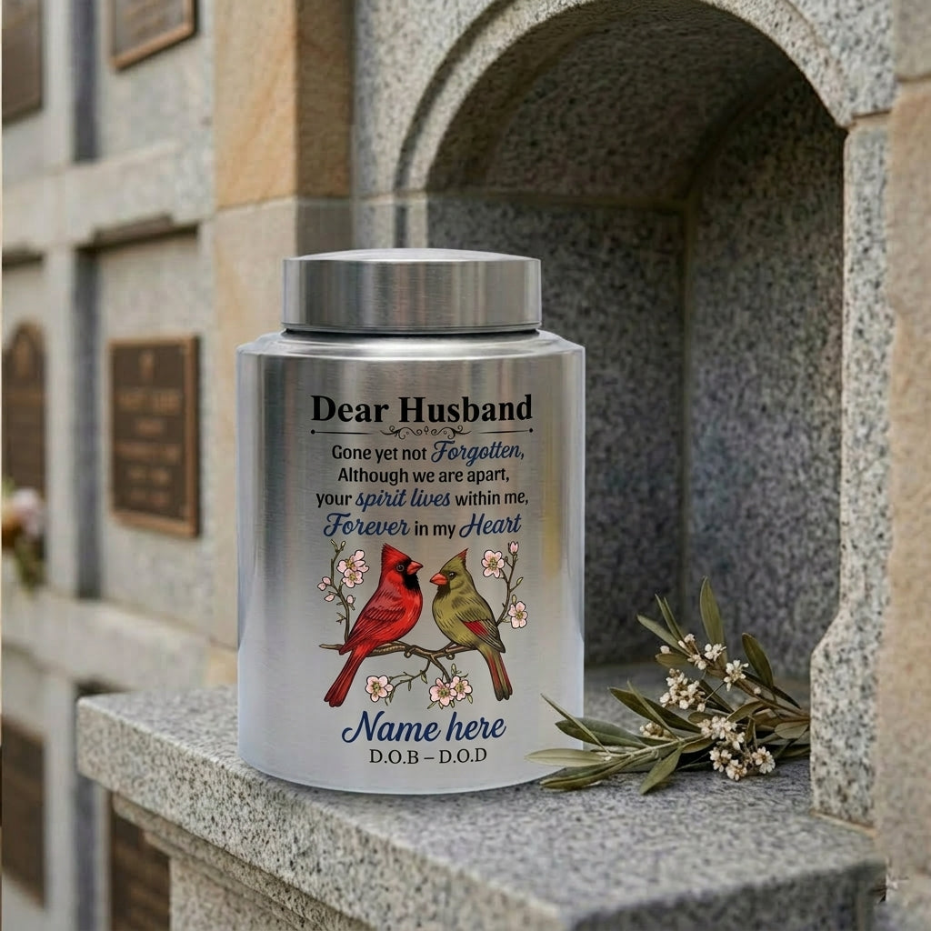 Personalized Couple in Heaven Dear Husband UV Print Stainless Steel Cremation Urn Loss of Husband Sympathy Gift for Widow 2 Sizes Memorial Keepsake Urn, Memorial Gift, In Loving Memory - Image 7