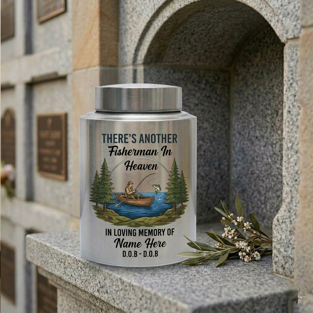 Personalized Bass Fishing Fisherman In Heaven Stainless Steel Custom Printed Urn For Dad Grandpa Husband Loss Bereavement Display 5.9in 7.5in Memorial Keepsake Urn, Memorial Gift, In Loving Memory - Image 7