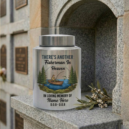 Personalized Bass Fishing Fisherman In Heaven Stainless Steel Custom Printed Urn For Dad Grandpa Husband Loss Bereavement Display 5.9in 7.5in Memorial Keepsake Urn, Memorial Gift, In Loving Memory - Image 7