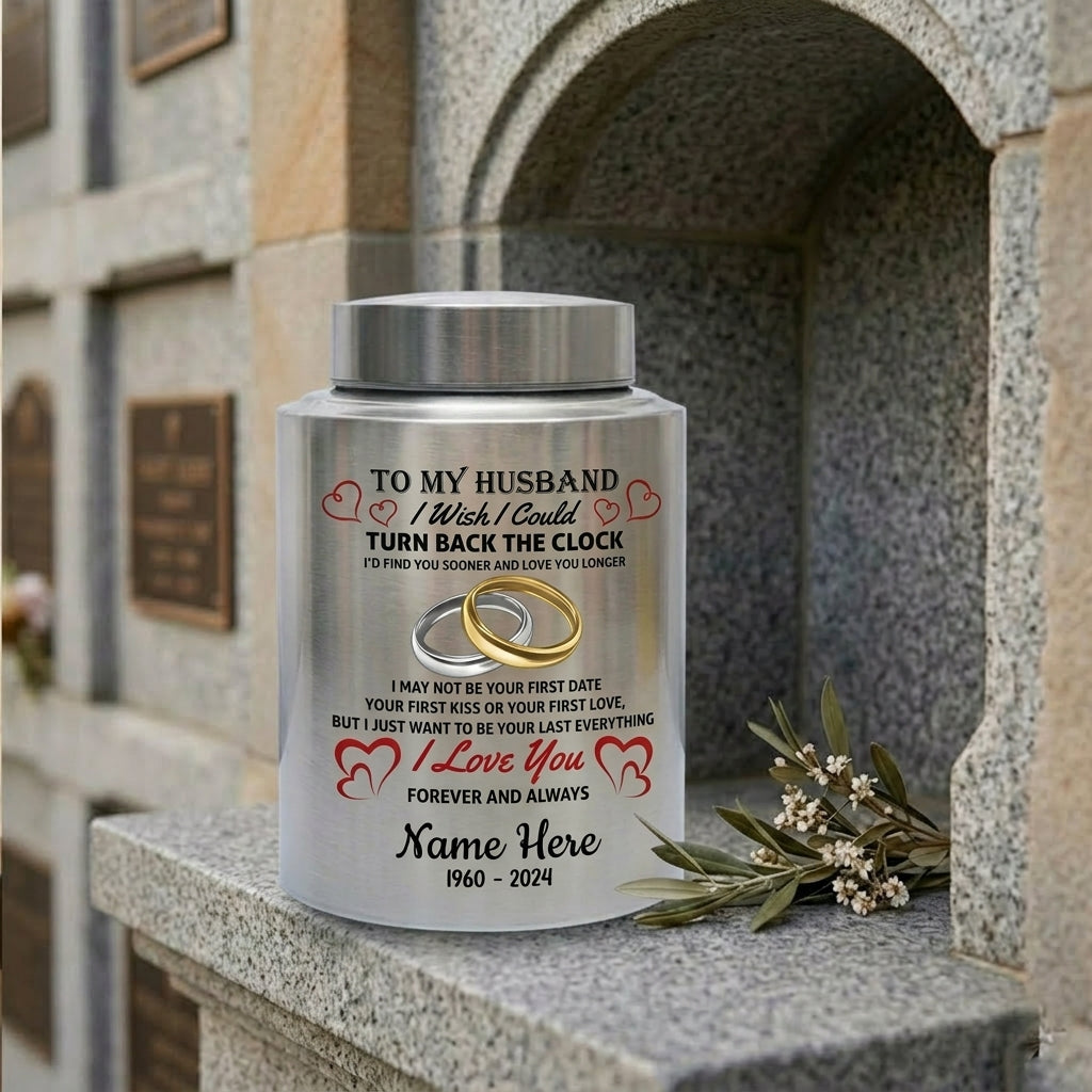 Personalized Interlocked Wedding Rings Couple In Heaven UV Printed Urn For Loss Of Husband Sympathy Bereavement Gifts For Widow Two Sizes Memorial Keepsake Urn, Memorial Gift, In Loving Memory - Image 7