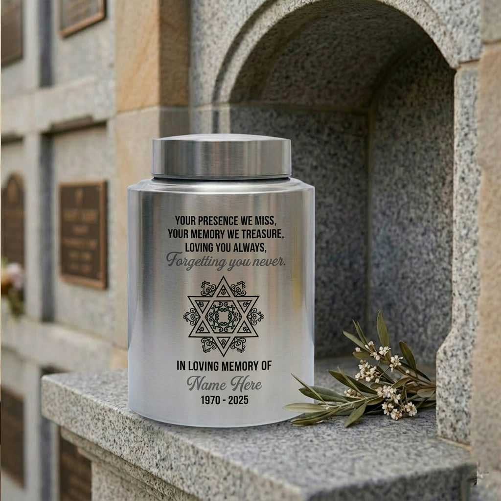 Personalized Jewish Star of David Tree of Life UV Print Cremation Ash Container for Loss of Mother Father Sympathy Present 2 Sizes Memorial Keepsake Urn, Memorial Gift, In Loving Memory - Image 7