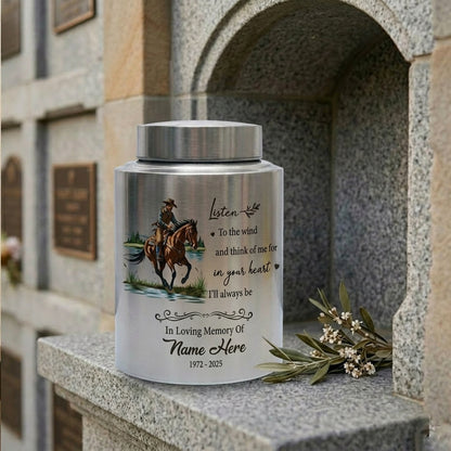 Personalized Cowboy Boots Hat Cross Stainless Steel Urn for Adult Human Ashes, Western Sympathy Present for Loss of Father Husband, Memorial Keepsake Urn, Memorial Gift, In Loving Memory - Image 7
