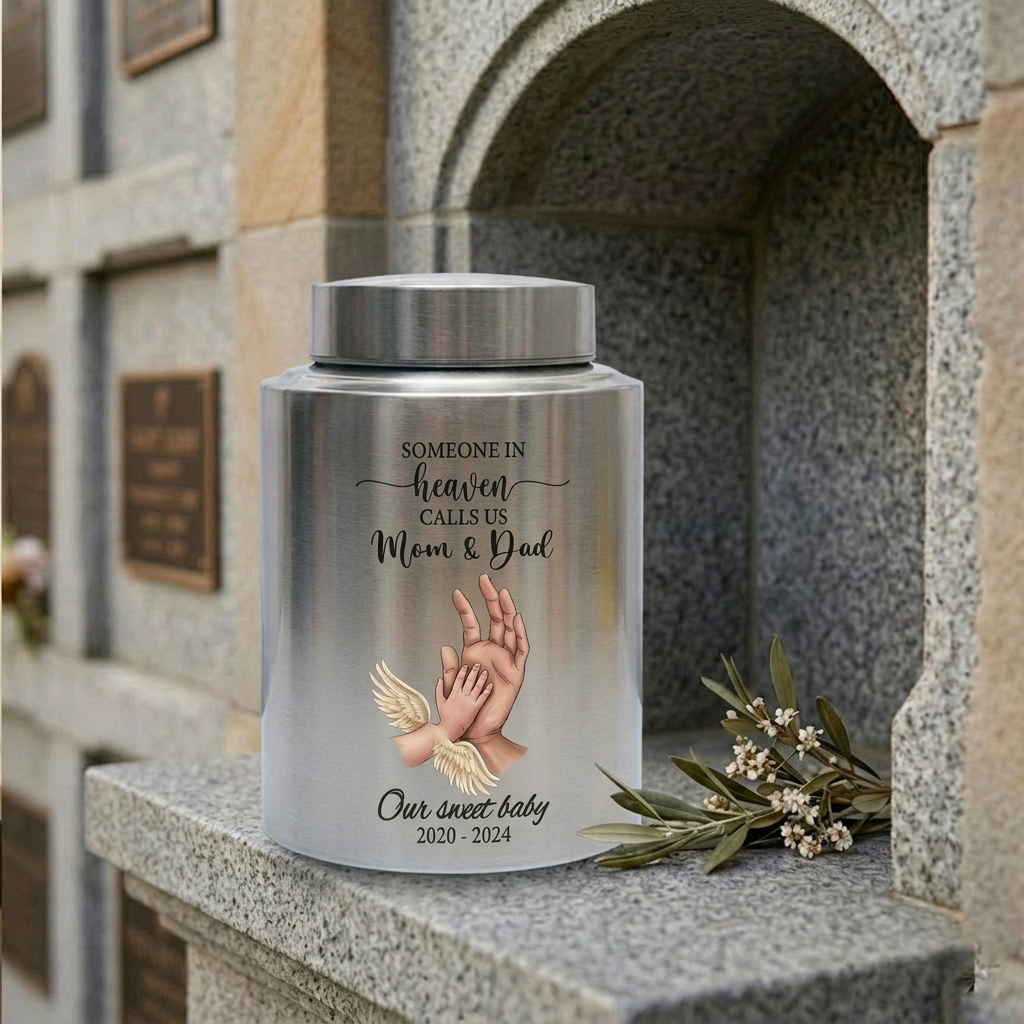 Personalized Teddy Bear Angel Wings Cross Metal Ash Container For Infant Loss Miscarriage Grieving Parents Mother Father Large Silver Gold Memorial Keepsake Urn, Memorial Gift, In Loving Memory - Image 7