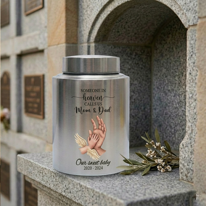 Personalized Teddy Bear Angel Wings Cross Metal Ash Container For Infant Loss Miscarriage Grieving Parents Mother Father Large Silver Gold Memorial Keepsake Urn, Memorial Gift, In Loving Memory - Image 7