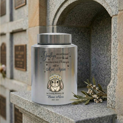 Personalized Rabbit Pet Memorial Stainless Steel Urn for Ashes, Sympathy Bereavement Idea for Animal Lovers, Loss of Bunny Remembrance, Memorial Keepsake Urn, Memorial Gift, In Loving Memory - Image 7