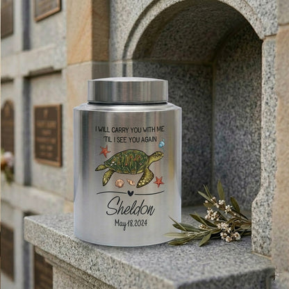 Personalized Turtle UV Printed Stainless Steel Cremation Urns For Ashes, Custom Pet Loss Remembrance Or Turtle Lover Bereavement Condolence, Memorial Keepsake Urn, Memorial Gift, In Loving Memory - Image 7