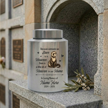 Personalized Ferret Heaven in Our Home Pet Urn Stainless Steel Animal Ashes Loss of Pet Sympathy Bereavement Present Two Sizes Silver Black Memorial Keepsake Urn, Memorial Gift, In Loving Memory - Image 7