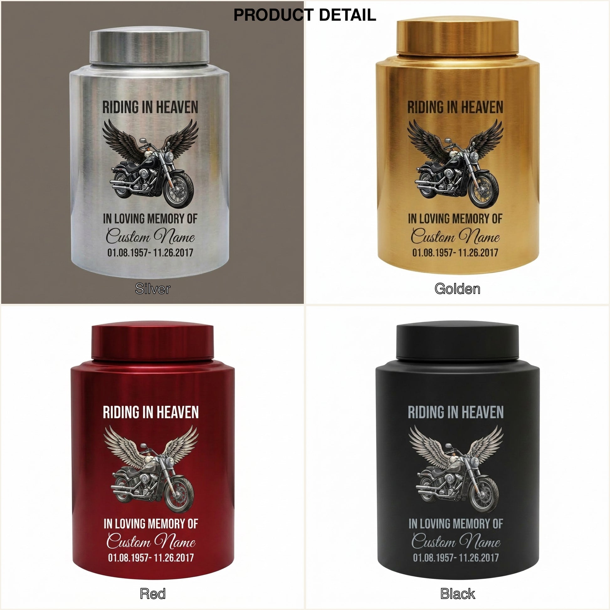 Personalized Motorcycle Riding in Heaven Stainless Steel Ash Holder for Adult Male Dad Biker Funeral Display Large Capacity Memorial Keepsake Urn, Memorial Gift, In Loving Memory - Image 8
