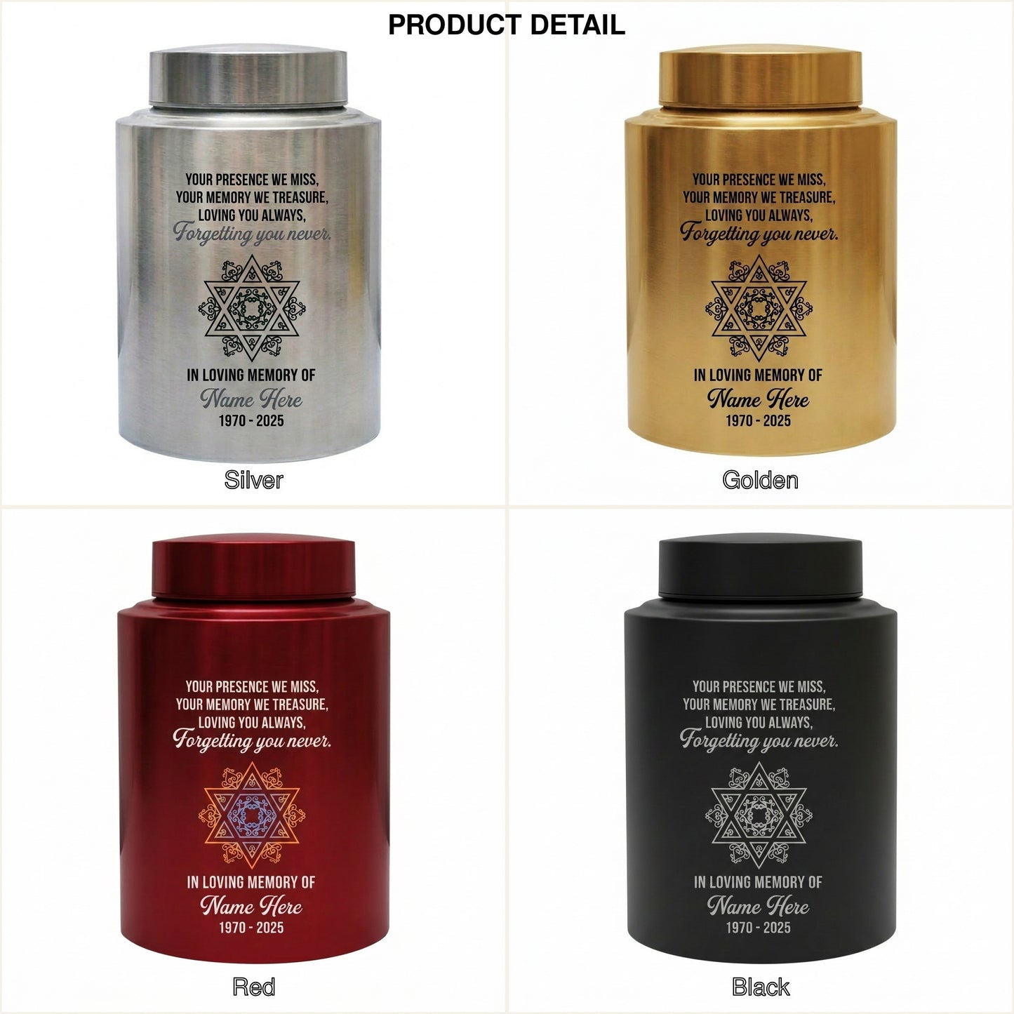 Personalized Jewish Star of David Tree of Life UV Print Cremation Ash Container for Loss of Mother Father Sympathy Present 2 Sizes Memorial Keepsake Urn, Memorial Gift, In Loving Memory - Image 8