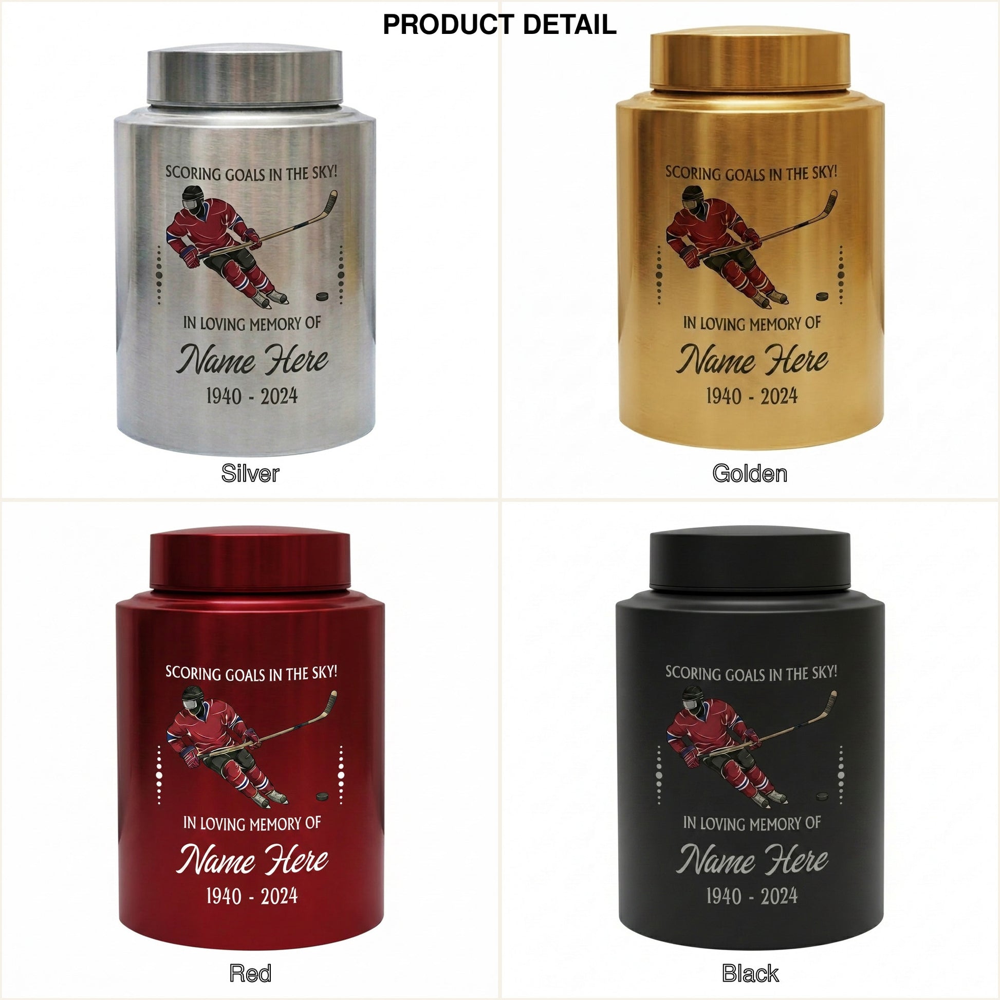 Personalized Ice Hockey UV Printed Stainless Steel Sports Fan Player Loss Funeral Ashes Display For Home Mantel Large And Small Memorial Keepsake Urn, Memorial Gift, In Loving Memory - Image 8