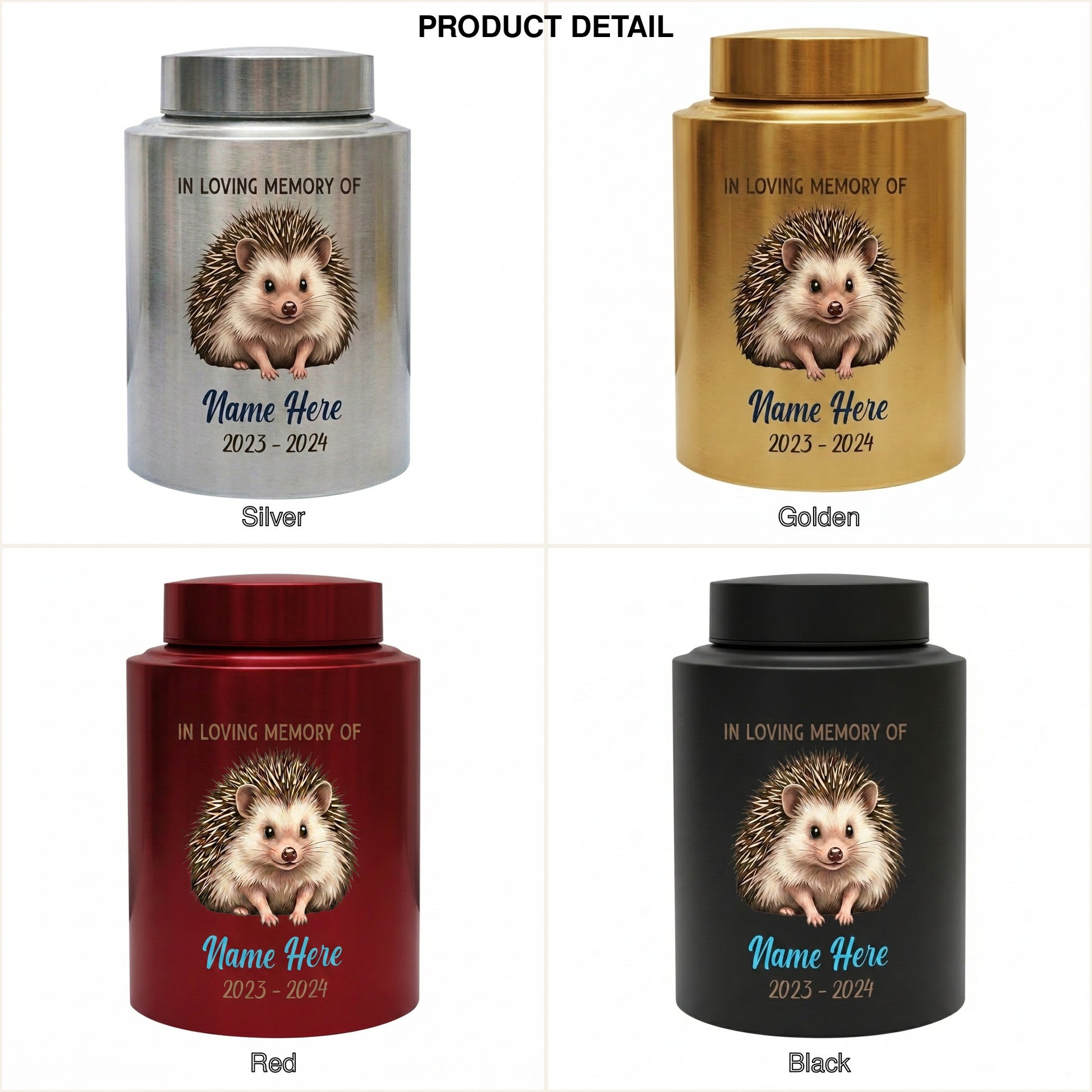 Personalized Hedgehog Stainless Steel Custom Pet Animal Lover Remembrance Decorative Ash Holder for Home Display Small or Large Memorial Keepsake Urn, Memorial Gift, In Loving Memory - Image 8