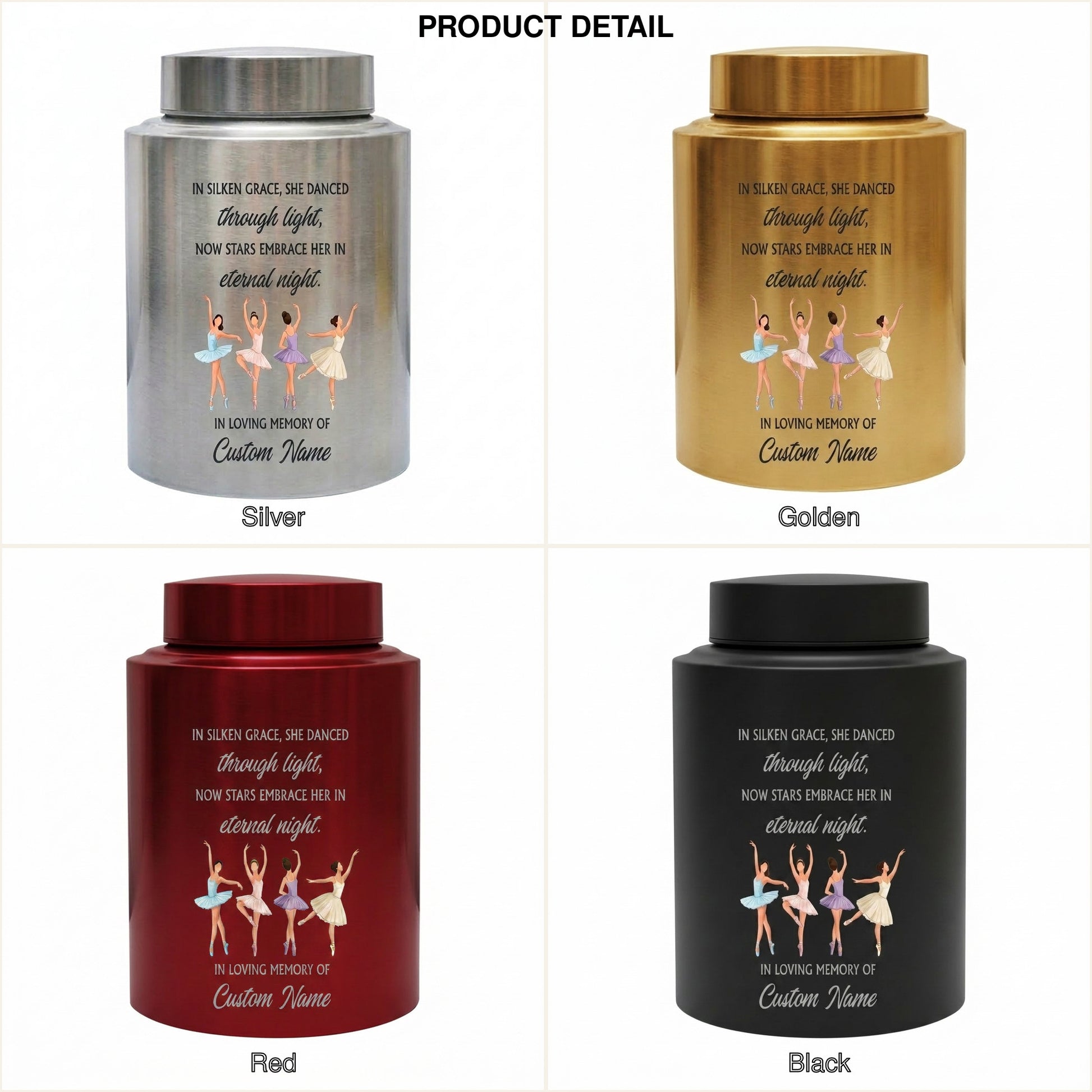 Personalized Ballet Ballerina Custom UV Printed Stainless Steel Female Dancer Loss Tribute Cremation Ashes Display 2 Sizes Small Large Memorial Keepsake Urn, Memorial Gift, In Loving Memory - Image 8